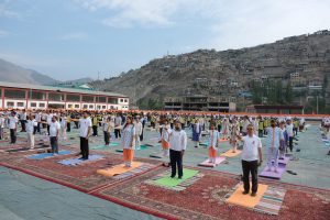 District Administration Kargil Observes 11th International Yoga Day at Khri Sultan Cho Sports Stadium Biamathang.