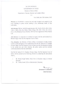 Ministry Of Home Affairs notifies judicial inquiry by retired supreme court judge to inquire into the 24th September incident in Leh.
