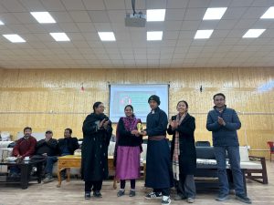 Administrative Secretary and Director, SED felicitate students at District Level Kala Utsav.