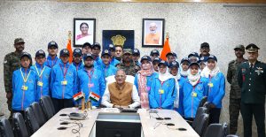 LG Kavinder interacts with students of Army Goodwill School, Harka Bahadur.