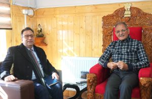 Chief Secretary Designate Ashish Kundra calls on LG Kavinder Gupta.