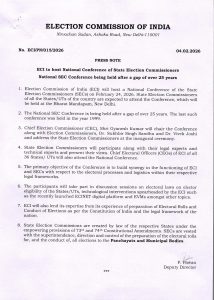 ECI to host National Conference of State Election Commissioners.