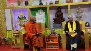 Union Minister for Culture & Tourism Gajendra Singh Shekhawat Visits Mahabodhi International Meditation Centre.