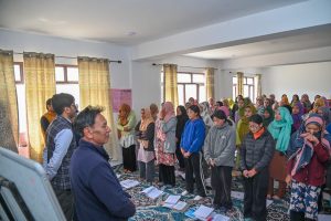 CEC Dr Jaffer inspects temporary school building for Specially Abled Students at Kurbathang.