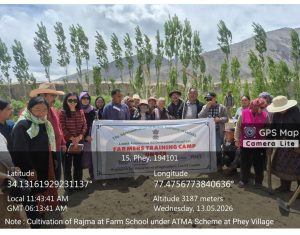The Agriculture Department organized a field demonstration on cultivation of Rajma through line sowing method at Farm School, Phey Village.