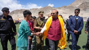 L-G Vinai Kumar Saxena inaugurates India’s highest Astro Turf football grounds, synthetic athletic track and VIP Stand at Open Stadium, Leh.