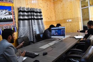 The Deputy Commissioner, Changthang, Nitish Rajora IAS, today chaired a meeting through video conference in his office chamber with representatives of BSNL, Jio, and Airtel