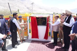 L-G VK Saxena lays foundation stones of Burma–Sumoor and Tongsted motorable bridges during maiden visit to Nubra.
