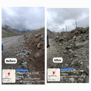 Two-Day Cleanliness Drive and Waste Collection Campaign Conducted from Khardong La Top to T-Mord.