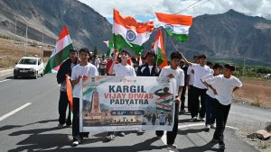 MY Bharat Ladakh Organises Kargil Vijay Diwas Padyatra at Kargil; Hundreds Join to Honour the Bravehearts of the Nation.
