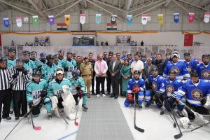 L-G VK Saxena inaugurates first 24x7 artificial Ice Hockey Rink in Leh.