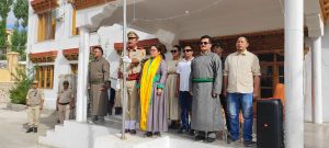 DC Sham Unfurls National Flag at DC Office, Khaltsi on 80th Independence Day.