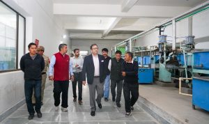 Chief Secretary Inspects Pashmina Dehairing Process at Pashmina Dehairing Plant in Leh.