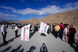 L-G VK Saxena flags off the Inaugural Ladakh Bike Week 2026.