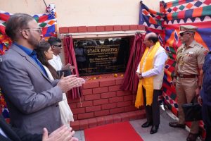L-G VK Saxena inaugurates Ladakh’s first three-tier Multi-Level Stacked Parking Facility in Leh, disburses EV subsidies and flags off EV Demonstration Rally.