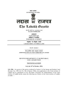 Ladakh Administration notifies creation of Sankoo as new district of UT Ladakh.