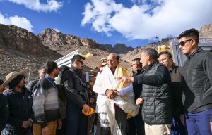 L-G VK Saxena lays foundation stones for two water bodies under Project Him Sarovar in Sodh tehsil, Kargil.