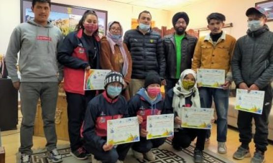 Secy Sports felicitates ice stock players from Ladakh for bringing laurels to UT in the recently concluded Ice Stock Sports Games