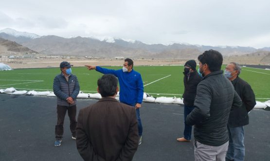 Secy Sports inspects ongoing works of open stadium at Spituk