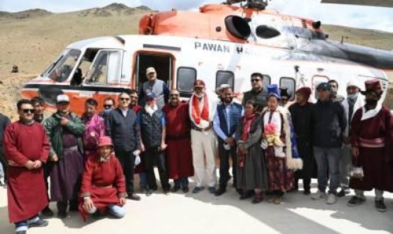 Successful trial landing of Pawan Hans MI- 172 helicopter conducted at Sapi Recce of helipads conducted at different locations