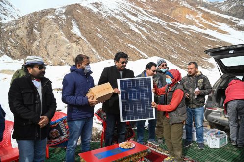 CEC Feroz Khan distributes land compensation for NH-301 widening works by NHIDCL at Parkachik, Rangdum (1)