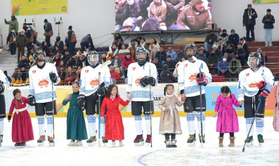 Teams at the opening of KIWG 2025 in Leh on Thursday. SAI Media pix