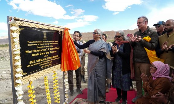 FM Nirmala Sitharaman lays foundation stone for Mini Planetarium and Astro Globe at Hanle Dark Sky Reserve.