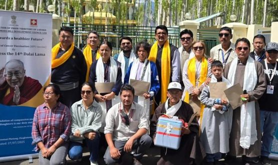 His Holiness the 14th Dalai Lama Launches Cervical Cancer Vaccine Drive in Leh under LAHDC, Leh Subsidy Scheme in Collaboration with Phande Lekjin Welfare Society.
