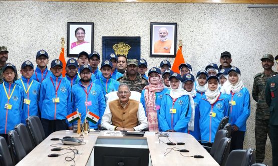 LG Kavinder interacts with students of Army Goodwill School, Harka Bahadur.
