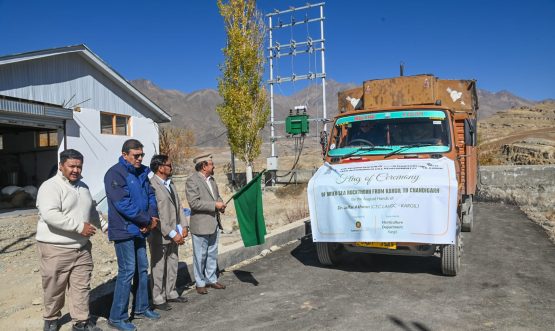 CEC Kargil Dr. Jaffer Akhoon Flags Off 4.5 Tons of Dried Seabuckthorn to Chandigarh.