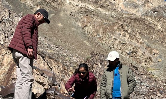 Director Tourism Ladakh visits ancient petroglyph sites along Nimoo–Chilling Road.