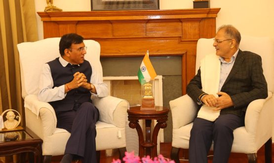 LG Kavinder Gupta meets Union Sports Minister Dr. Mansukh Mandaviya in Delhi.