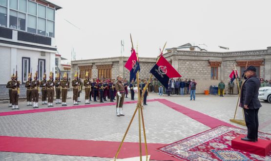 Ceremonial Guard of Honour accorded to outgoing Chief Secretary Dr. Pawan Kotwal.