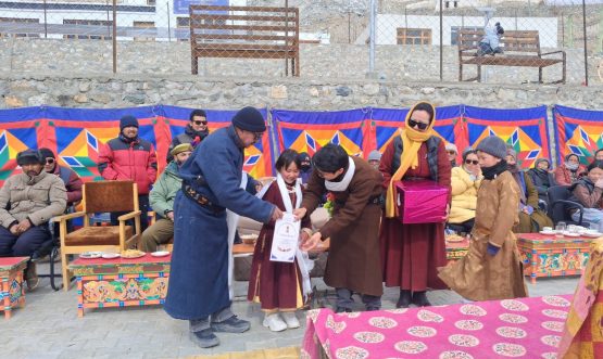 77th republic day celebrated at Niabat Chumathang where Naib Tehsildar Tashi Chostak hoisted the National Flag