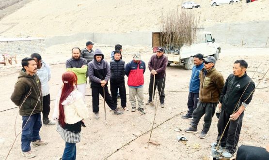 Block Plantation with Automated Drip Irrigation Launched under PMKSY–WDC 2.0 IWMP LEH RDD &PRI at Saspol Community Land.