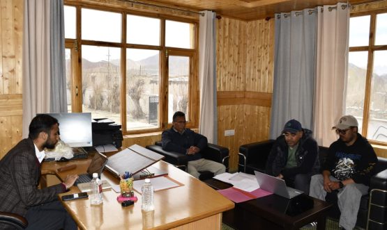 The Worthy Deputy Commissioner, Changthang, Mr. Nitish Rajora ,IAS today held a review meeting with Dr. Mohd Sadiq, Assistant Director, Sheep Husbandry Department (SHD), Changthang, in his office chamber at Nyoma.