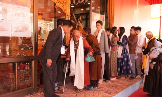 On the Last Day of Public Veneration in Leh, Students Gathered in Reverence as the Sacred Relics Prepared to Leave for Zanskar.