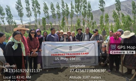 The Agriculture Department organized a field demonstration on cultivation of Rajma through line sowing method at Farm School, Phey Village.