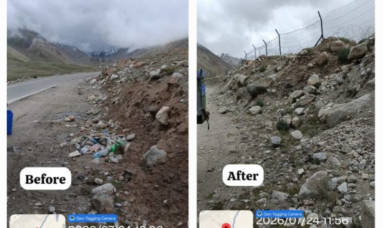 Two-Day Cleanliness Drive and Waste Collection Campaign Conducted from Khardong La Top to T-Mord.