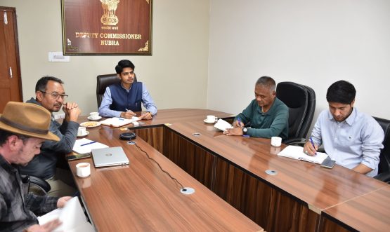 DC Nubra Reviews Status of Developmental Works at Sand Dunes Hunder in Nubra District.