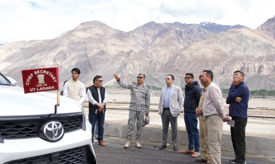 Chief Secretary, Kundra reviews expansion plan and ongoing works at Thoise airport.