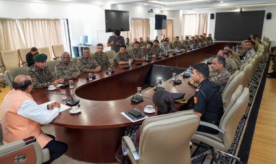 L-G VK Saxena interacts with 49 Col-ranked all-services Indian military officers attending Higher Command Course-55.