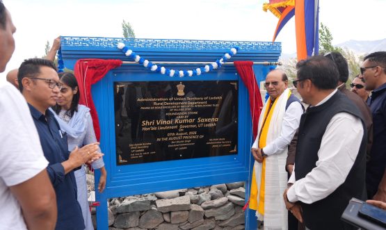L-G VK Saxena lays foundation stone for development works in heritage village Stok.