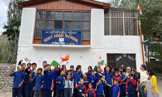Khaltse, August 12, 2026: The Har Ghar Tiranga campaign was observed at Government Higher Secondary School Skurbuchan