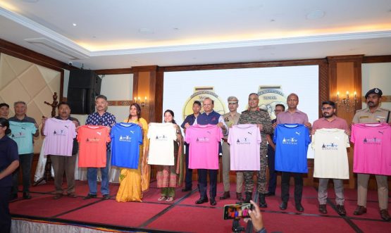 L-G VK Saxena launches jersey of 13th edition of Ladakh Marathon.