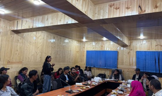 Secretary Higher Education interacts with students, faculty and staff of GDC Zanskar.