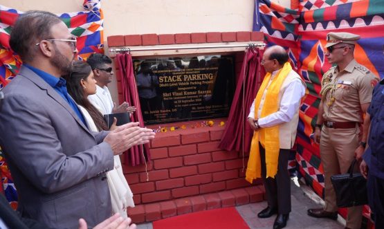 L-G VK Saxena inaugurates Ladakh’s first three-tier Multi-Level Stacked Parking Facility in Leh, disburses EV subsidies and flags off EV Demonstration Rally.