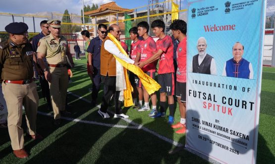 L-G VK Saxena attends concluding session of Youth Month 2026, inaugurates ₹1.70-cr Futsal Ground at Spituk.
