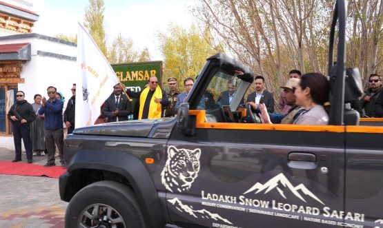 L-G VK Saxena flags off India’s first high-altitude Snow Leopard Wildlife Safari in Ladakh.