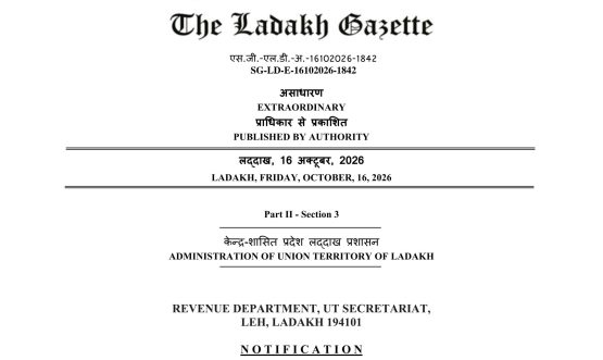 Ladakh Administration notifies creation of Sankoo as new district of UT Ladakh.